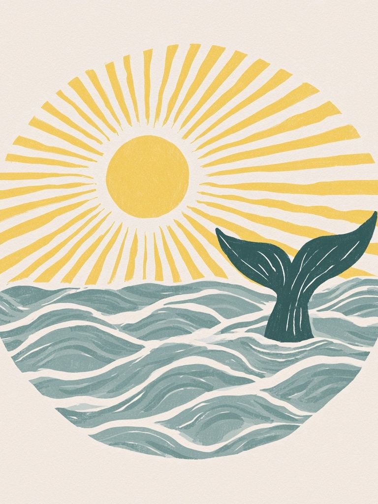 Whale Tail Sunrise Print. poster — illustration art
