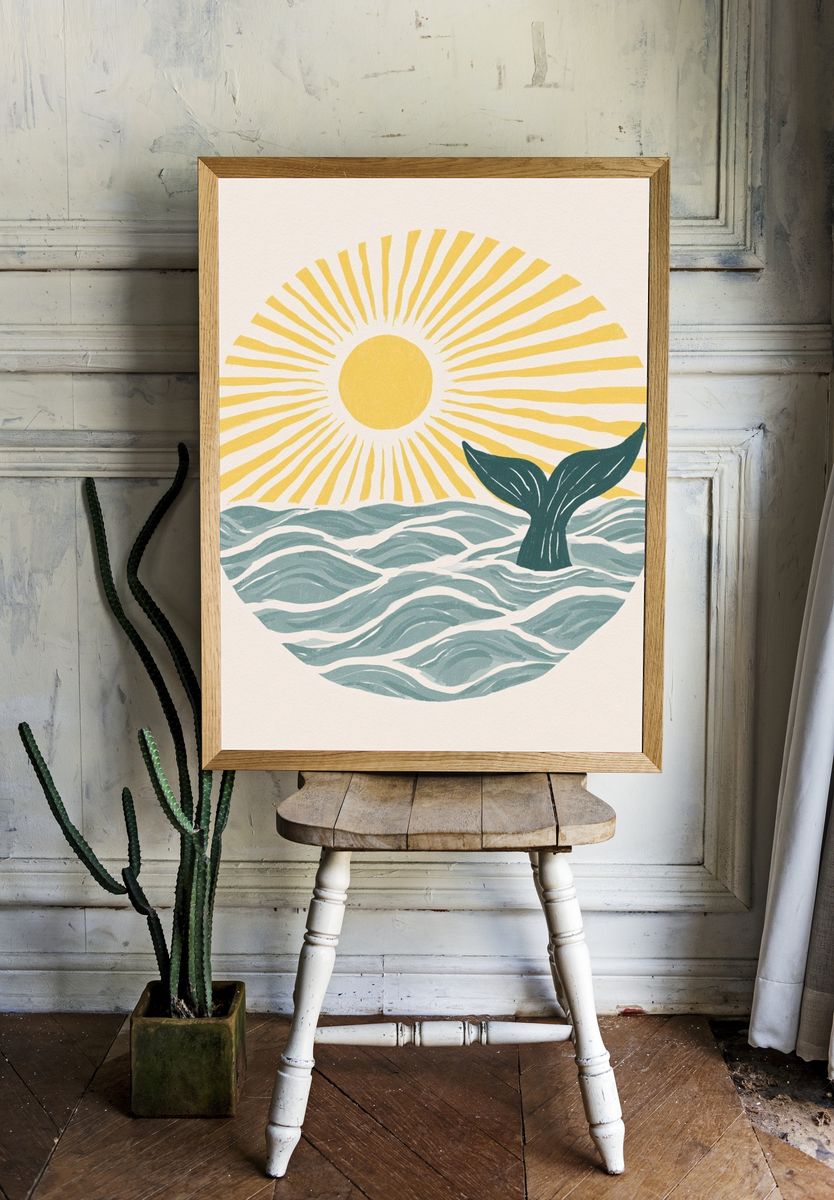 Whale Tail Sunrise Print. — room view 1