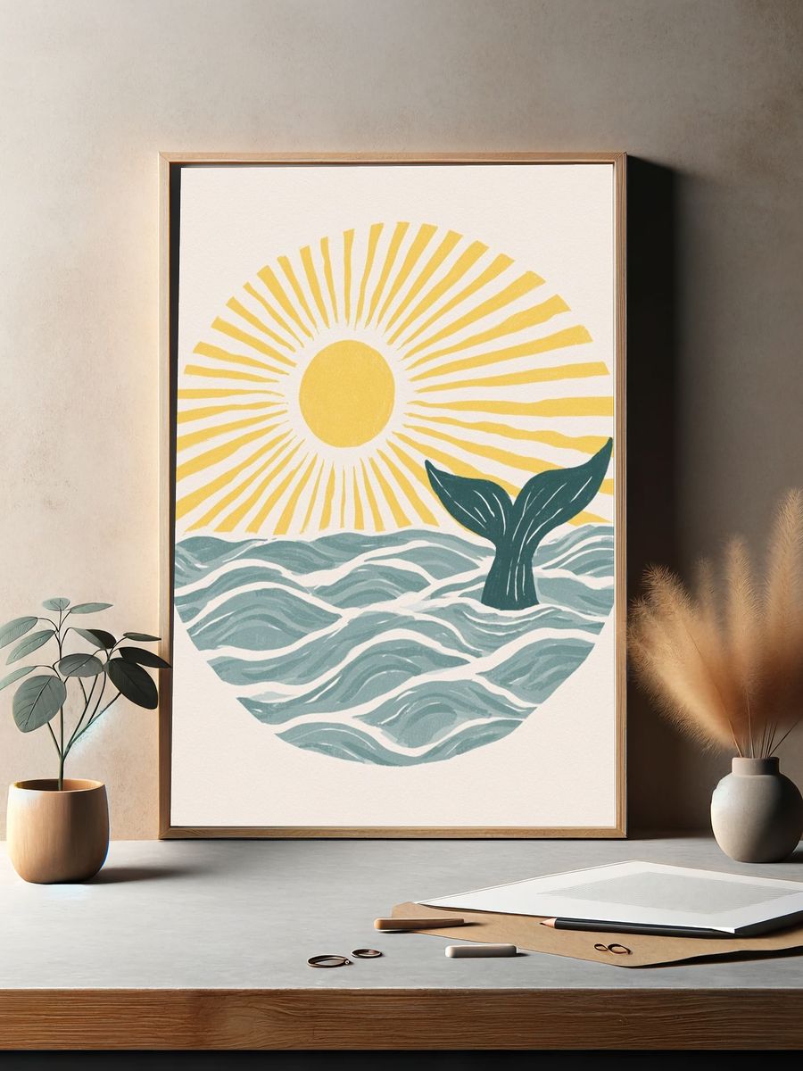 Whale Tail Sunrise Print. — room view 2