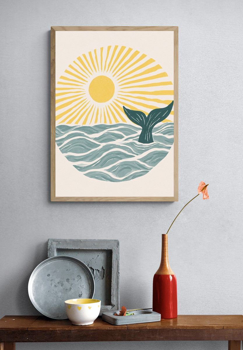 Whale Tail Sunrise Print. — room view 3