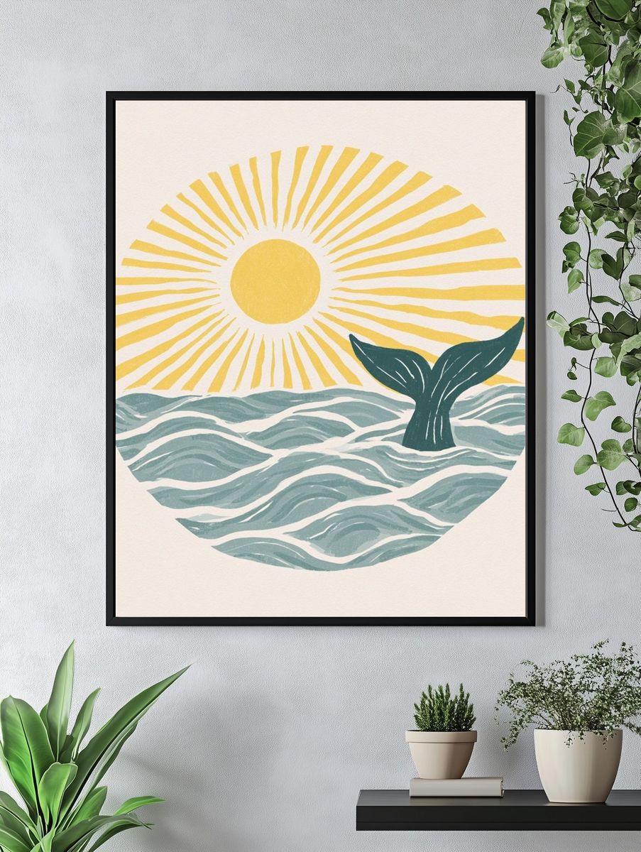 Whale Tail Sunrise Print. — room view 4