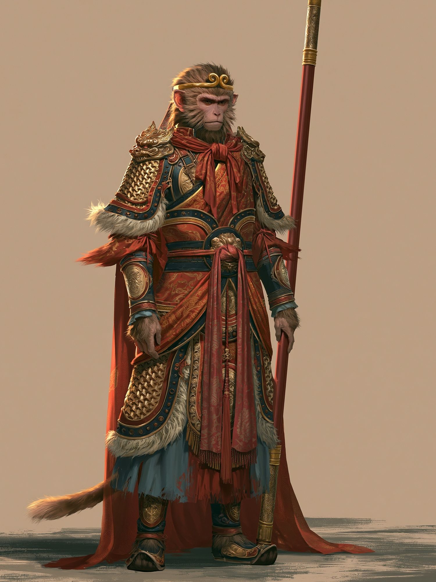 Monkey Warrior Fantasy Illustration Poster. poster detail