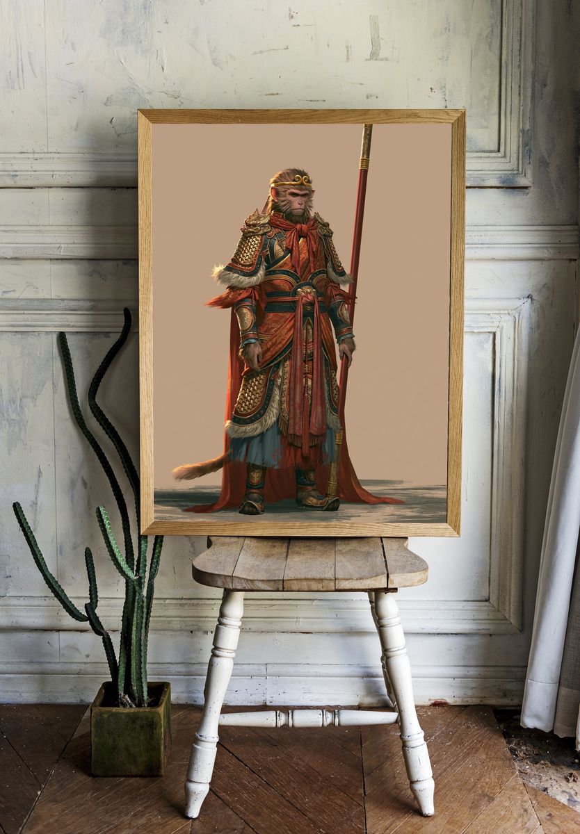 Monkey Warrior Fantasy Illustration Poster. room preview