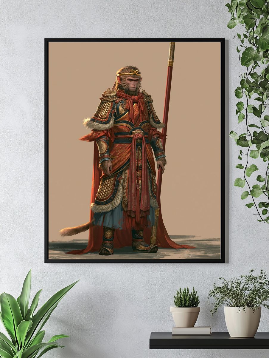 Monkey Warrior Fantasy Illustration Poster. — room view 4
