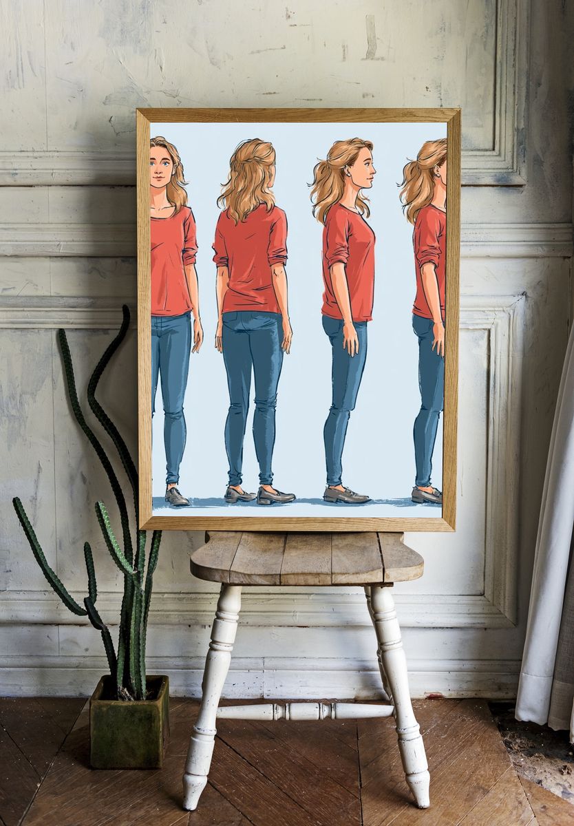 Female Figure Turnaround Illustration Poster. room preview