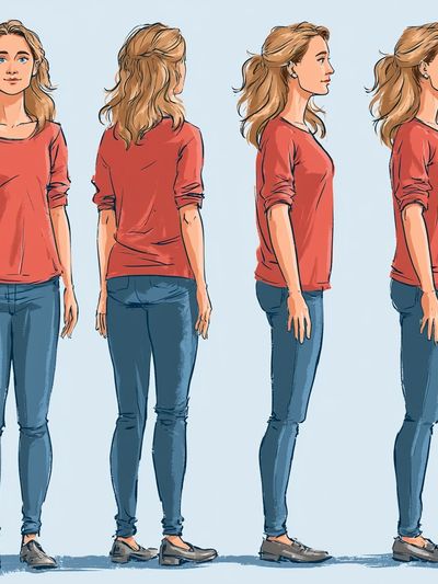 Female Figure Turnaround Illustration Poster.