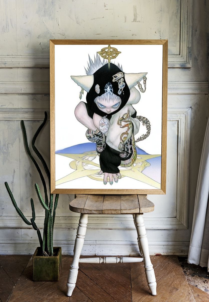 Surreal Hooded Figure Print. room preview