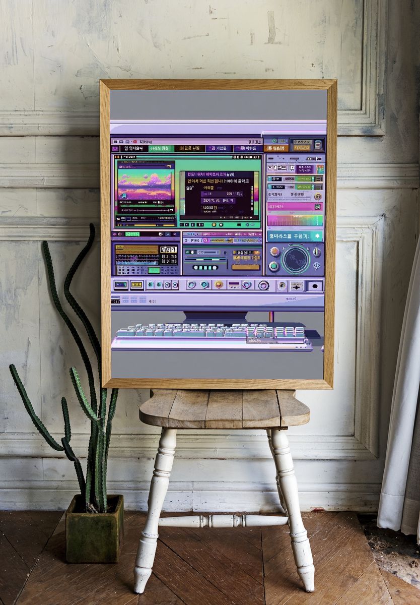 Retro Computer Interface Poster. — room view 1