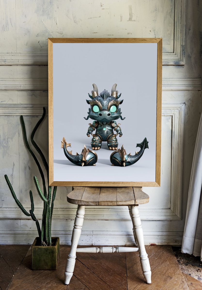 Mythic Dragon Figurine Illustration Poster. — room view 1