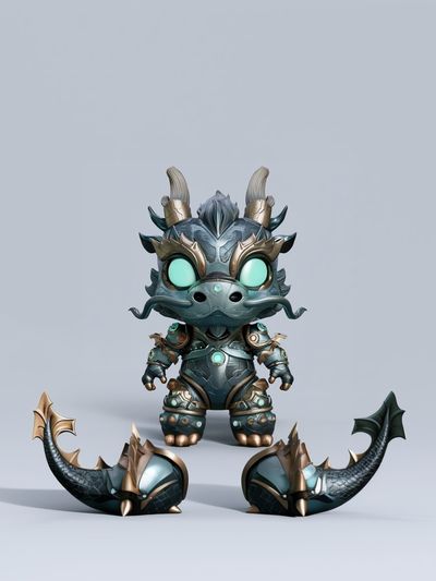 Mythic Dragon Figurine Illustration Poster.