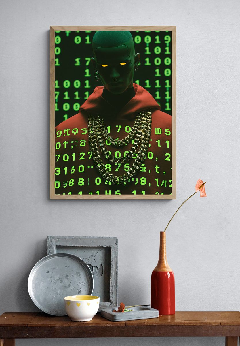 Cyberpunk Portrait Digital Art Poster. — room view 3