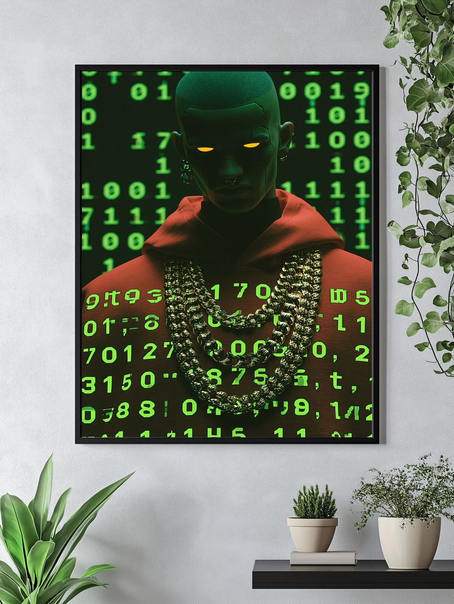 Cyberpunk Portrait Digital Art Poster. — room view 4