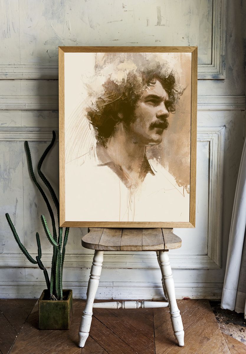 Sepia Portrait Illustration Poster. — room view 1