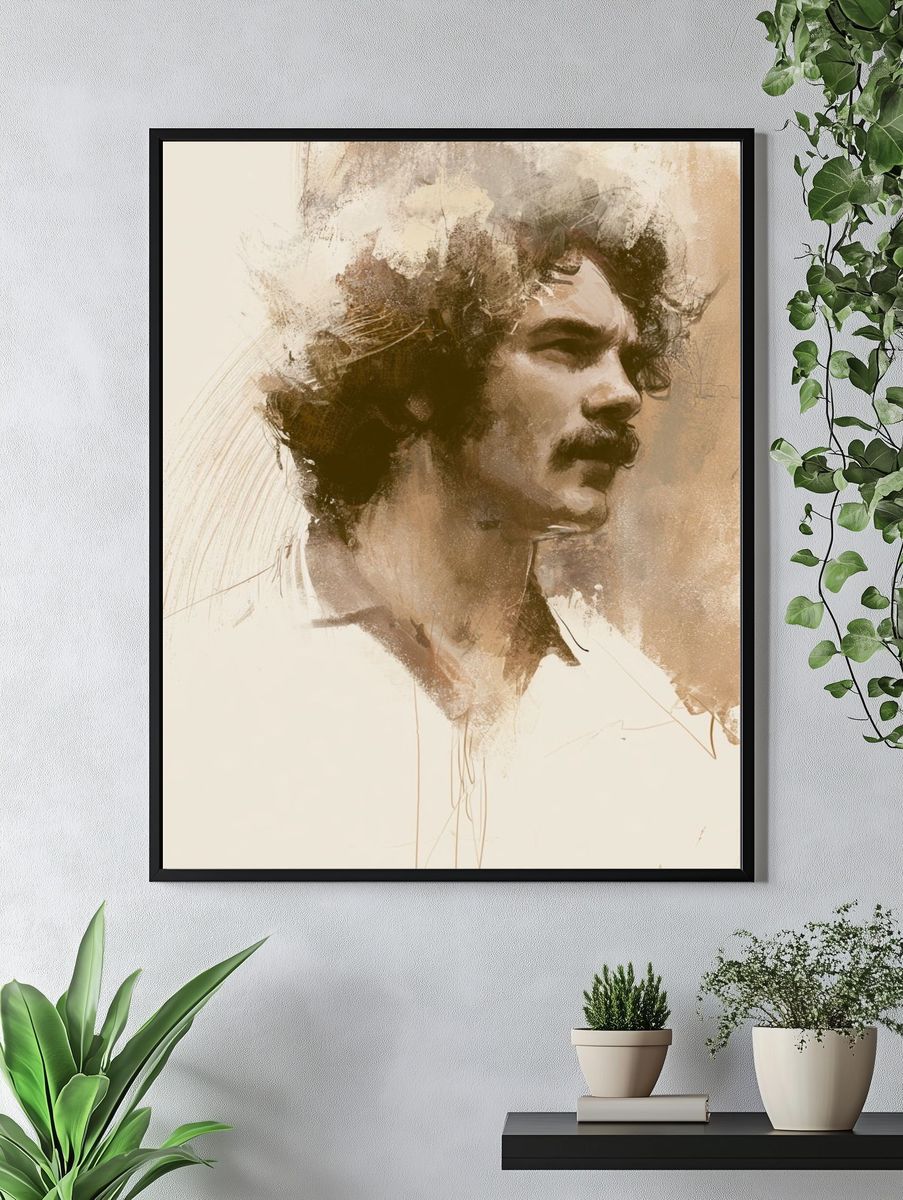 Sepia Portrait Illustration Poster. — room view 4