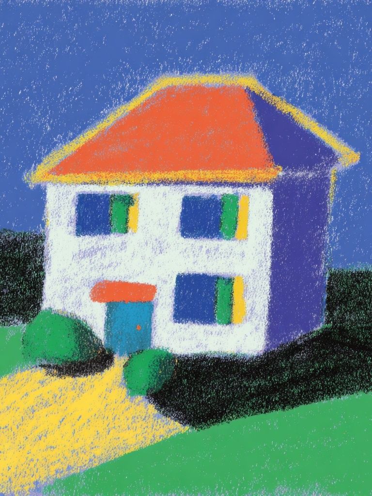 Colorful House Pastel Illustration Poster. poster — illustration art