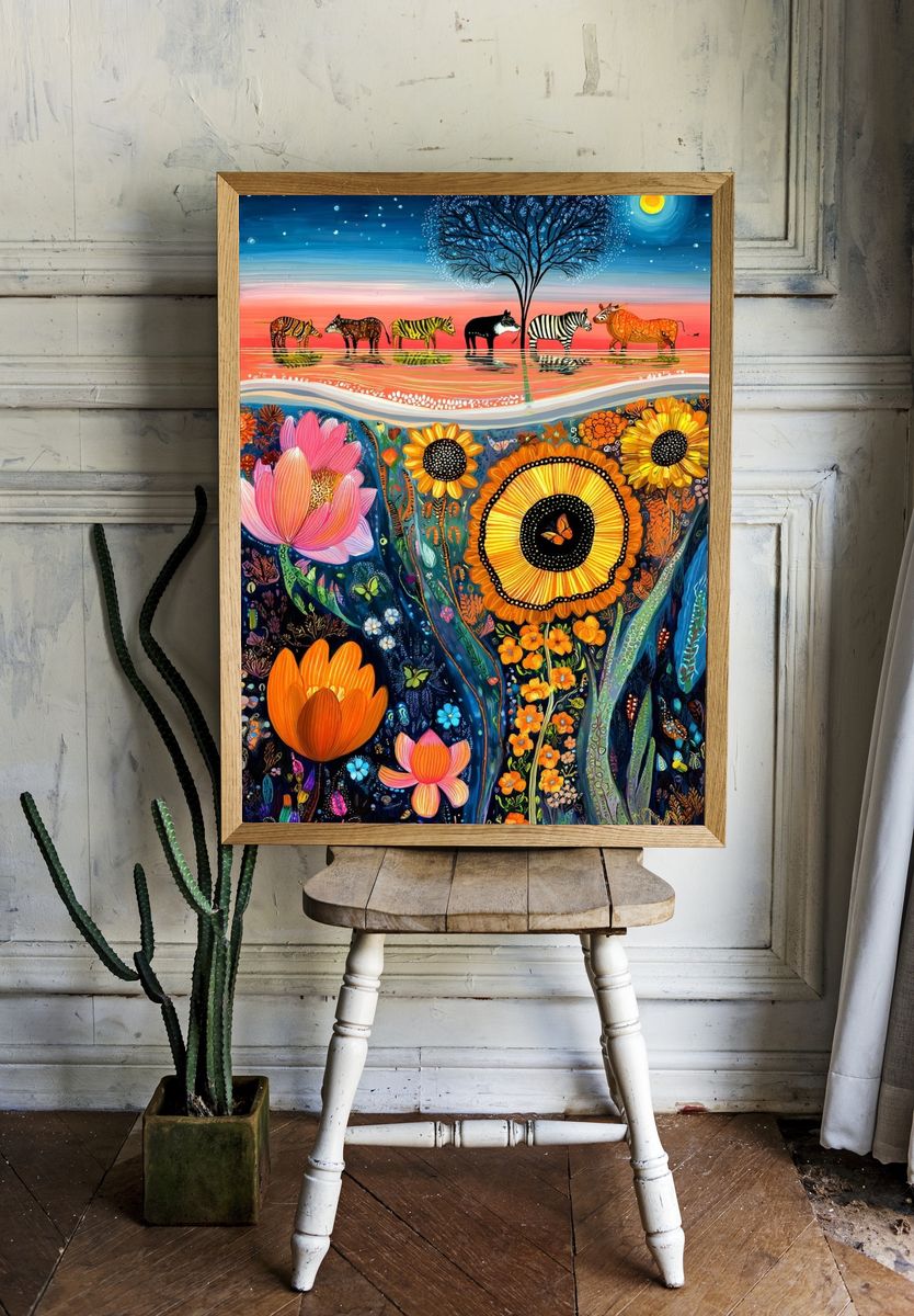 Safari Bloom Dreamscape Poster. room preview