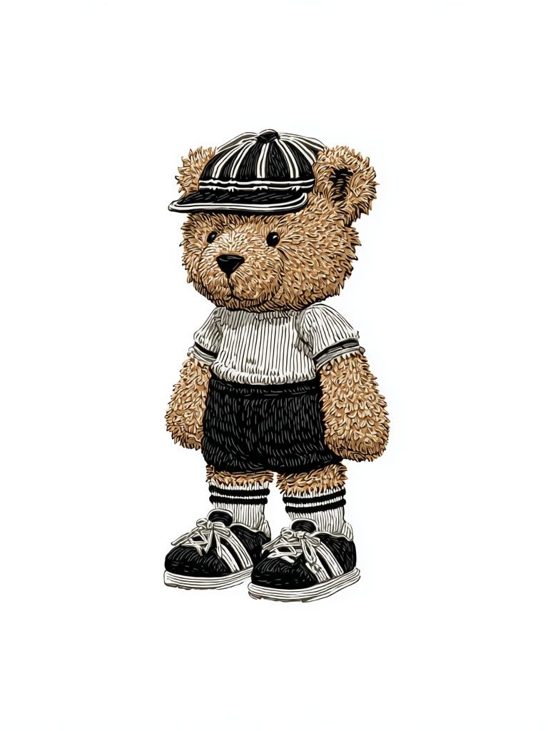 Teddy Bear in Cap Illustration Poster. poster — illustration art