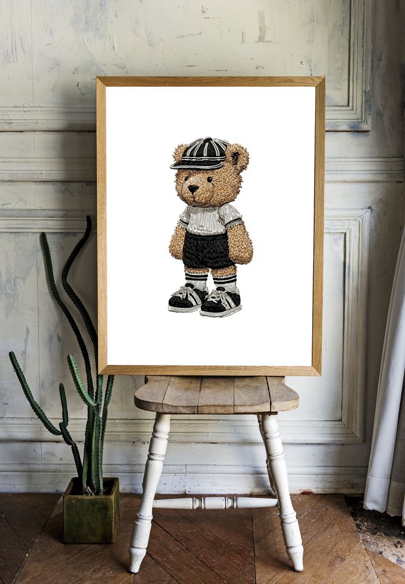 Teddy Bear in Cap Illustration Poster room preview