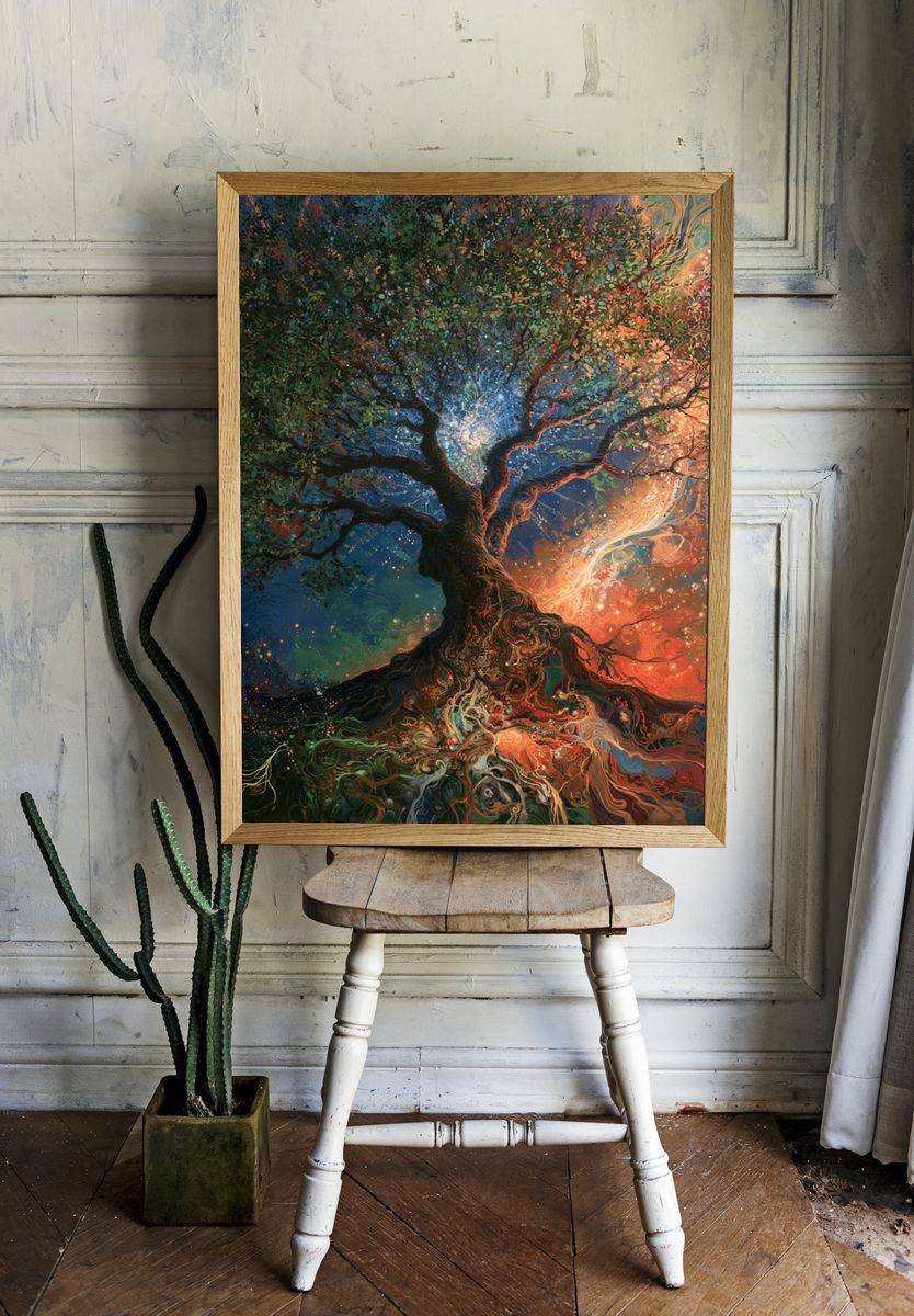 Cosmic Tree of Life Illustration Poster. — room view 1