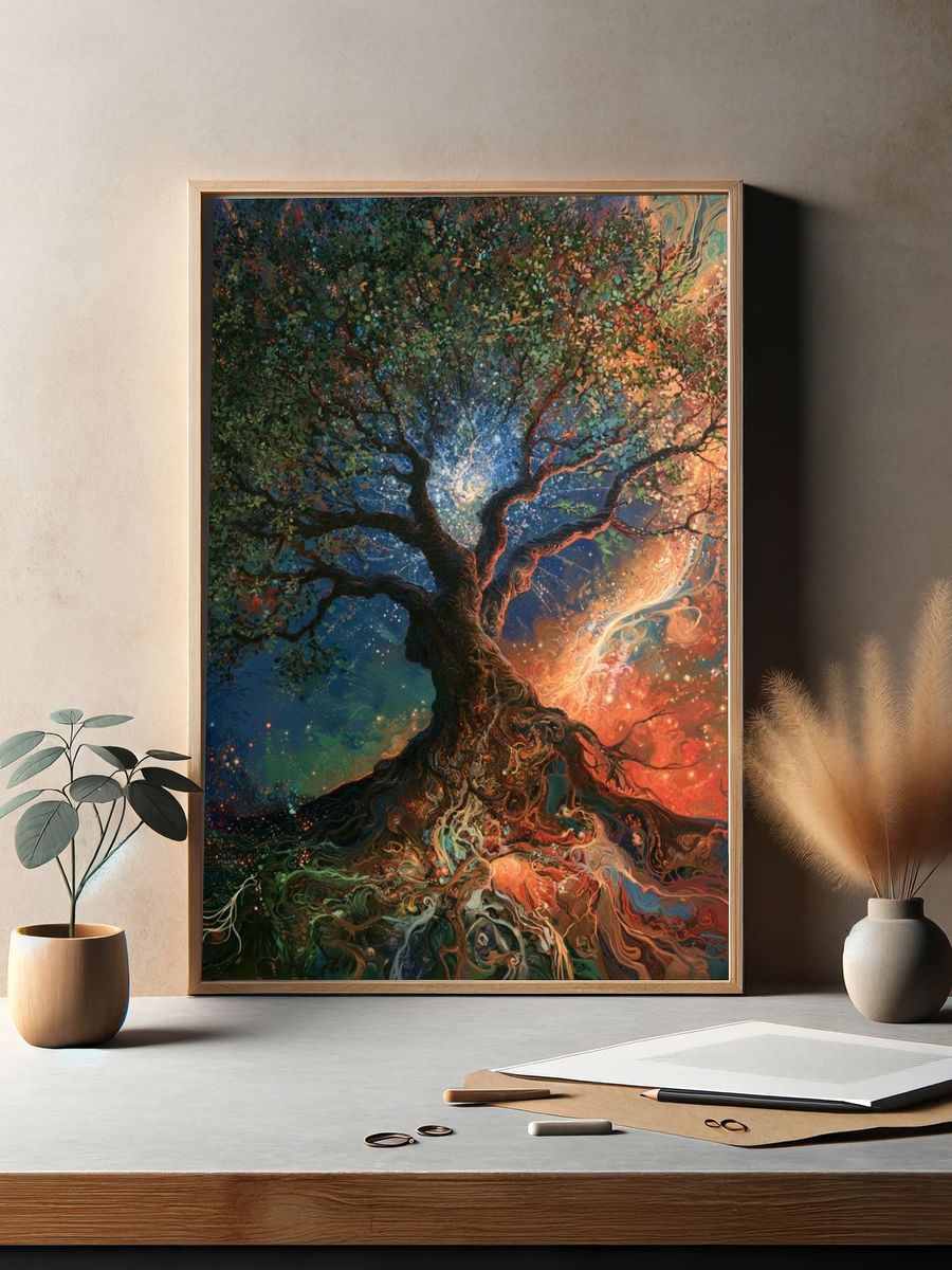 Cosmic Tree of Life Illustration Poster. — room view 2