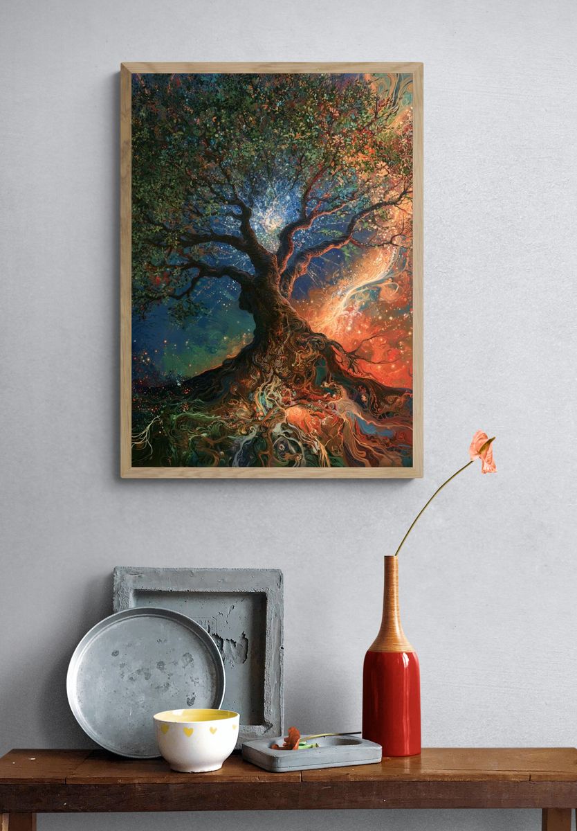 Cosmic Tree of Life Illustration Poster. — room view 3