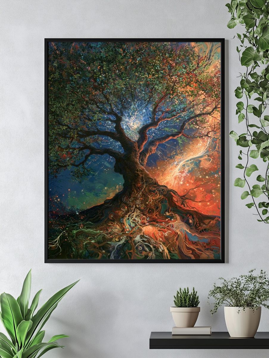 Cosmic Tree of Life Illustration Poster. — room view 4