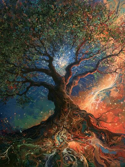 Cosmic Tree of Life Illustration Poster. poster