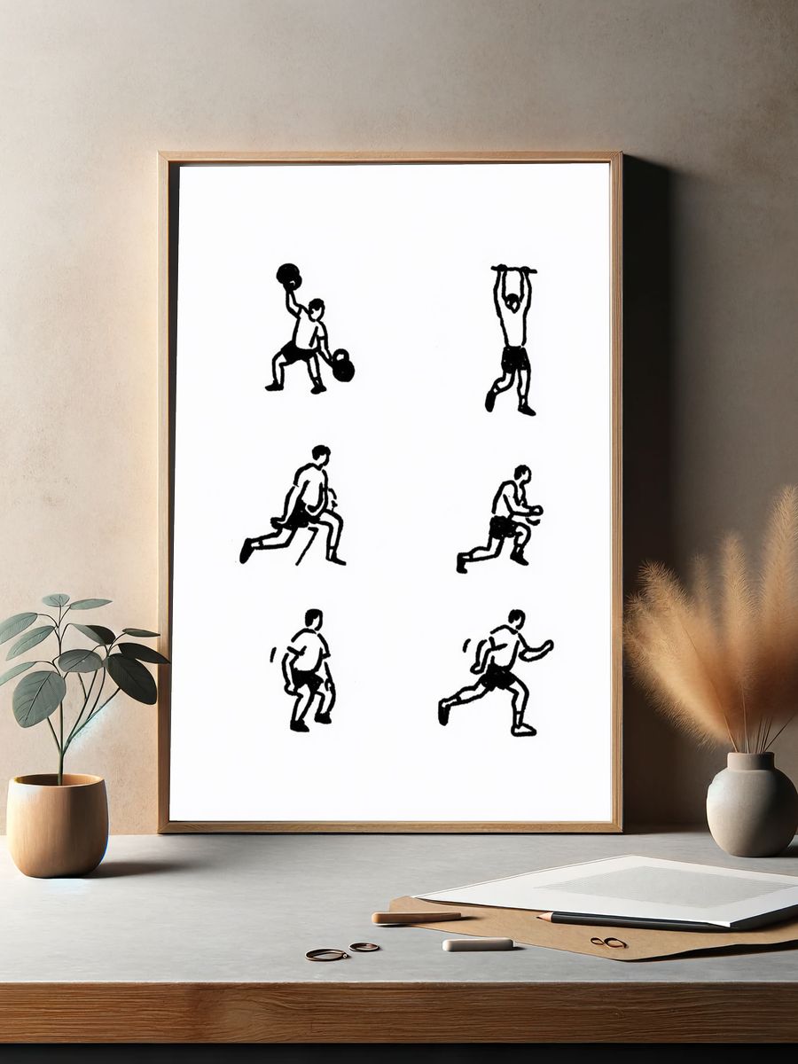 Weightlifting Figures Minimalist Poster. — room view 2