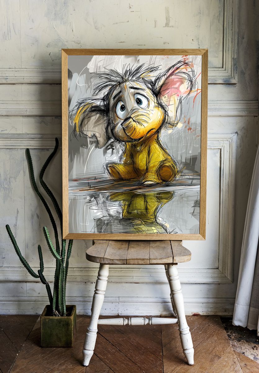 Sad Mouse Illustration Poster. room preview