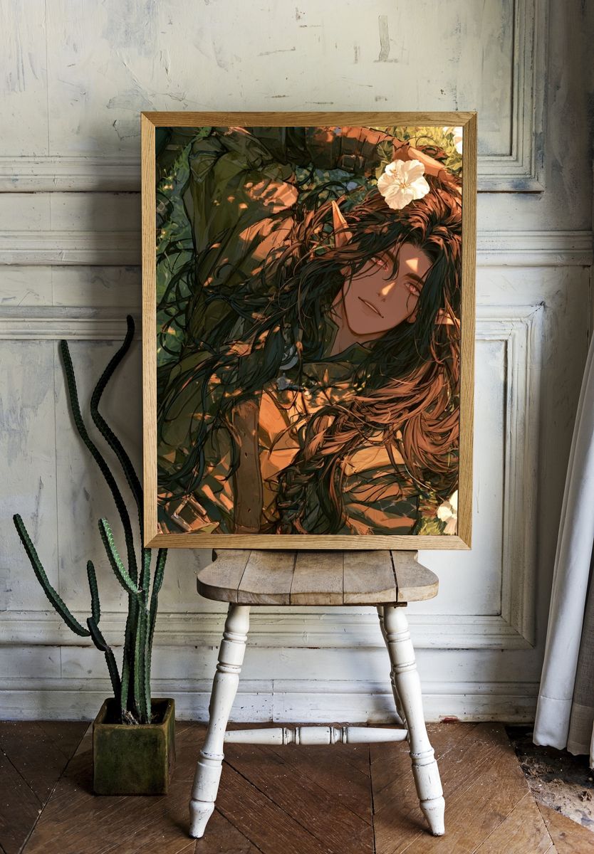 Forest Elf Portrait Print. — room view 1