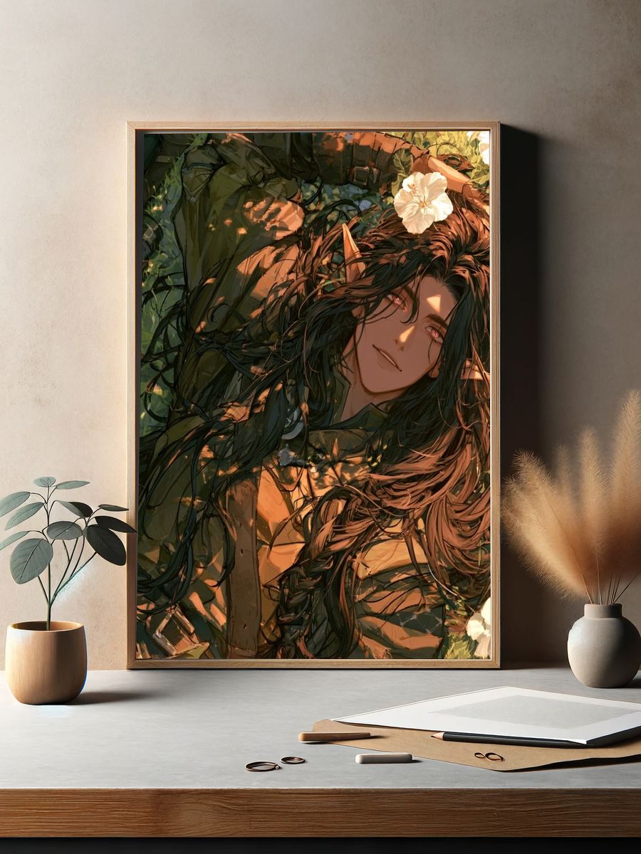 Forest Elf Portrait Print. — room view 2