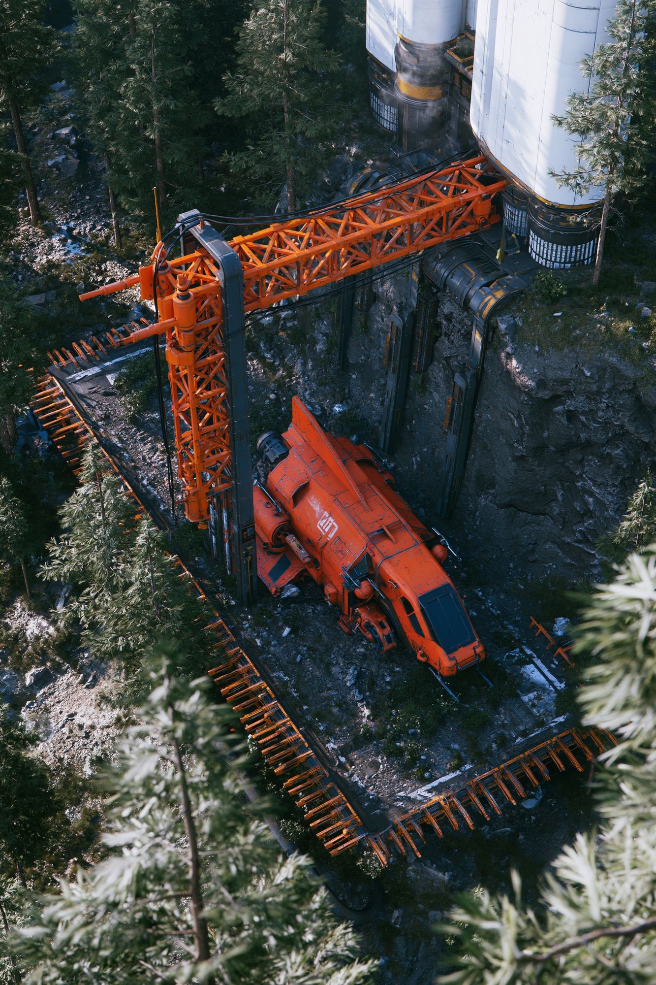 Industrial Excavator Forest Poster. poster — illustration art