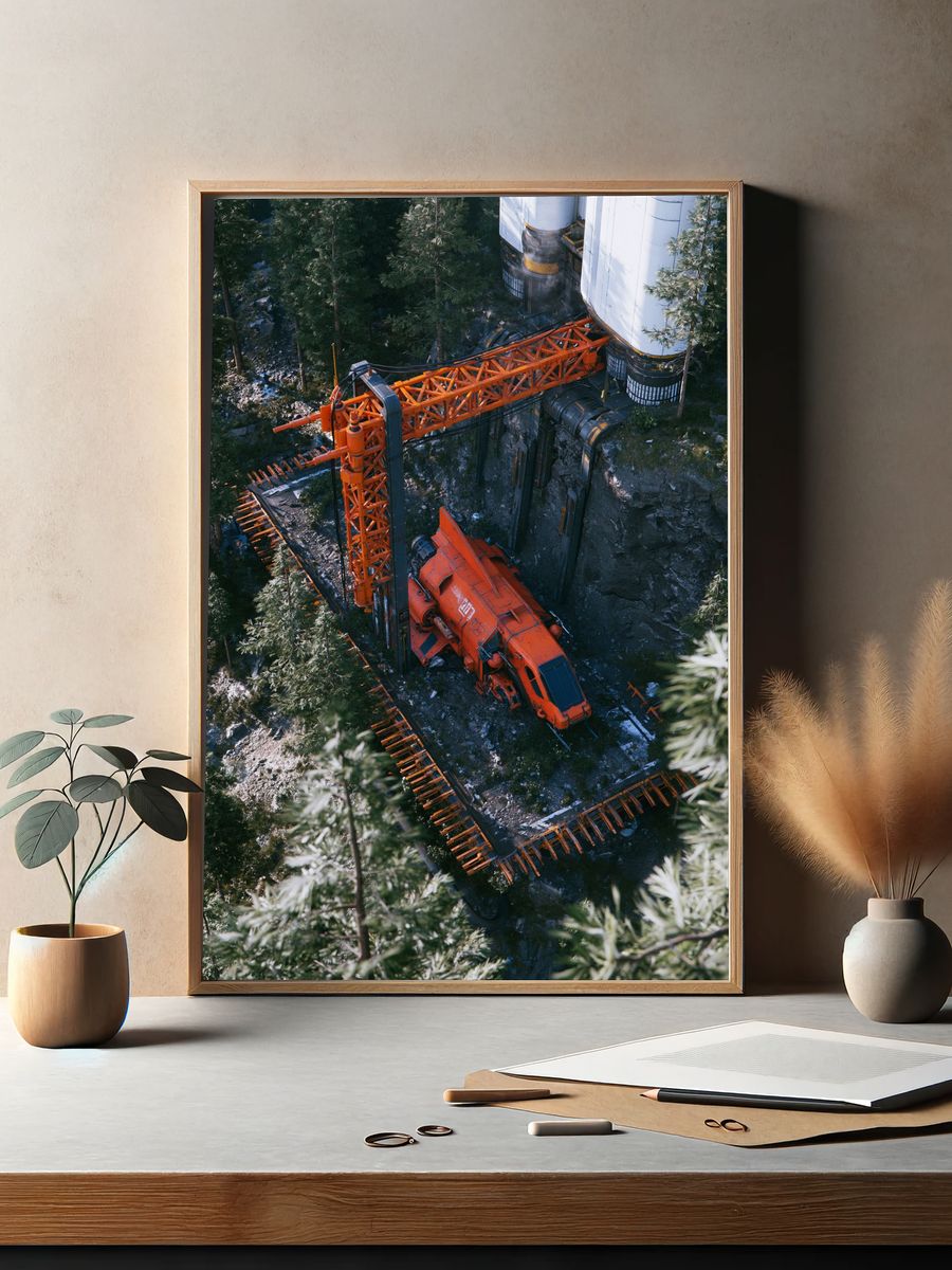 Industrial Excavator Forest Poster. — room view 2