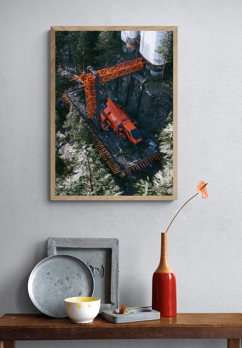 Industrial Excavator Forest Poster. — room view 3