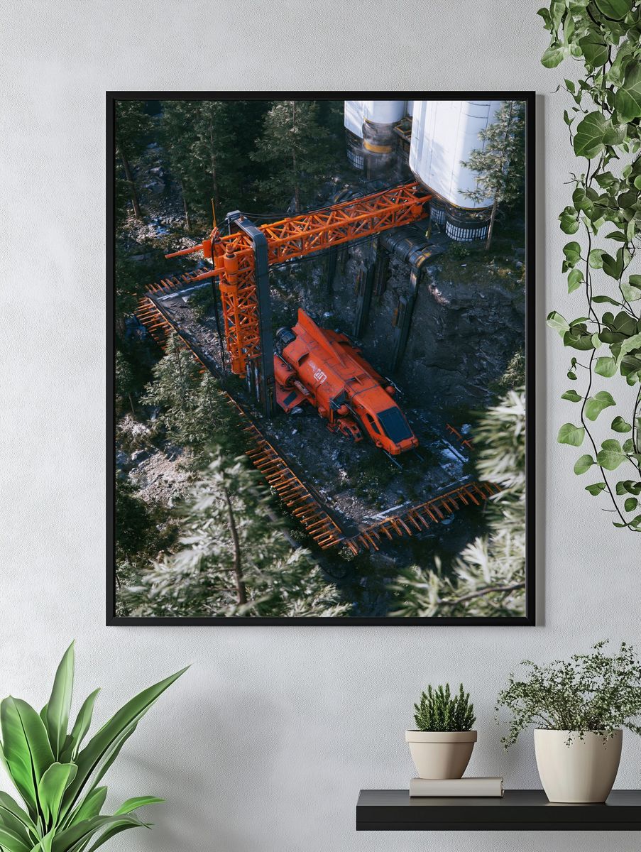 Industrial Excavator Forest Poster. — room view 4