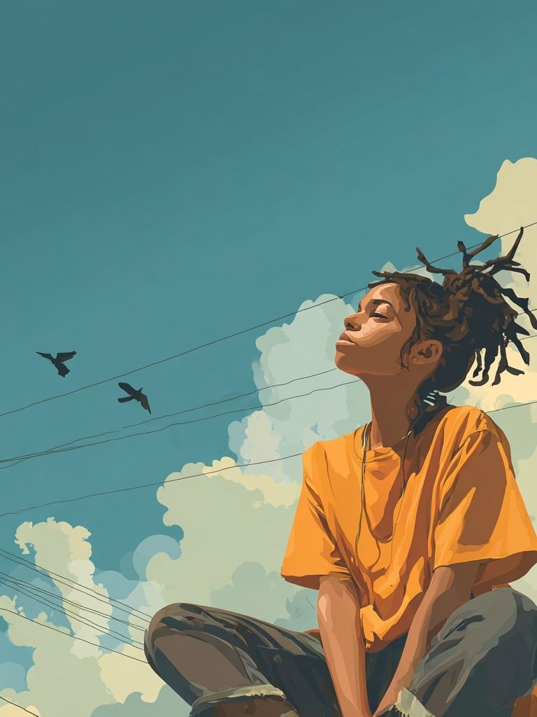 Dreamy Sky Portrait Illustration Poster. poster detail