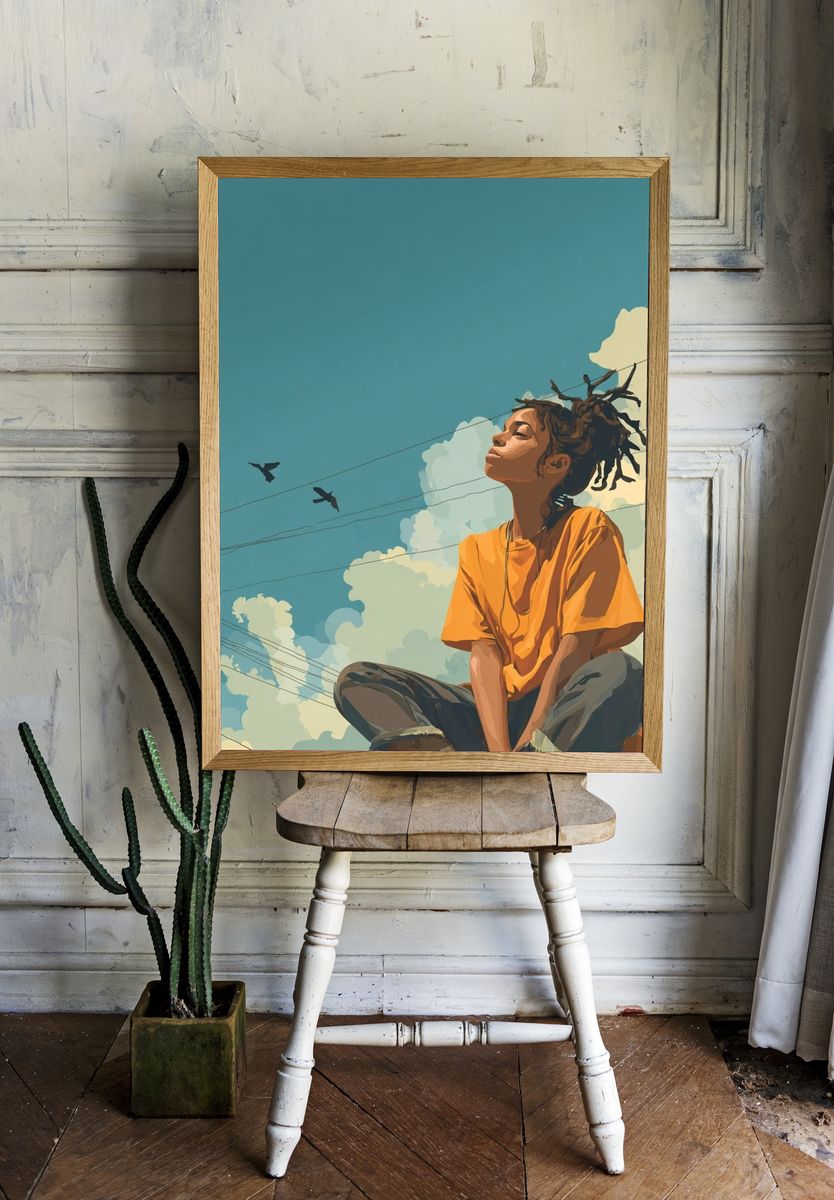 Dreamy Sky Portrait Illustration Poster room preview