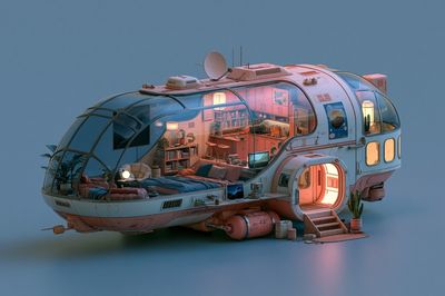 Futuristic Space Pod Illustration Poster.
