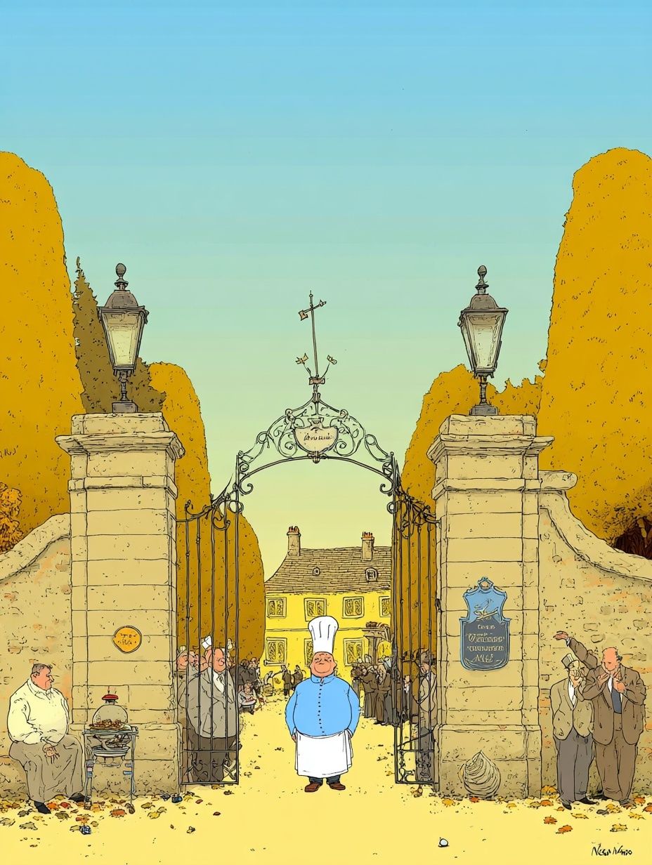 French Village Gate Illustration Poster. poster detail