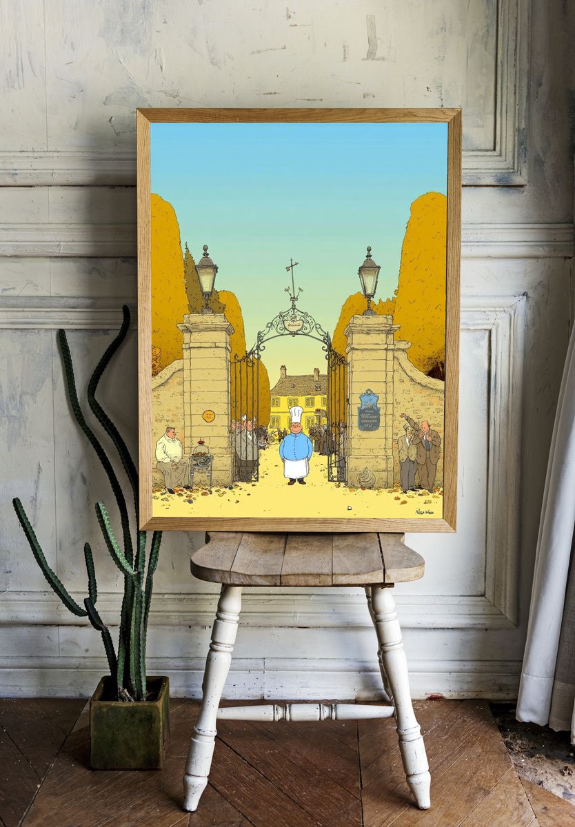 French Village Gate Illustration Poster room preview