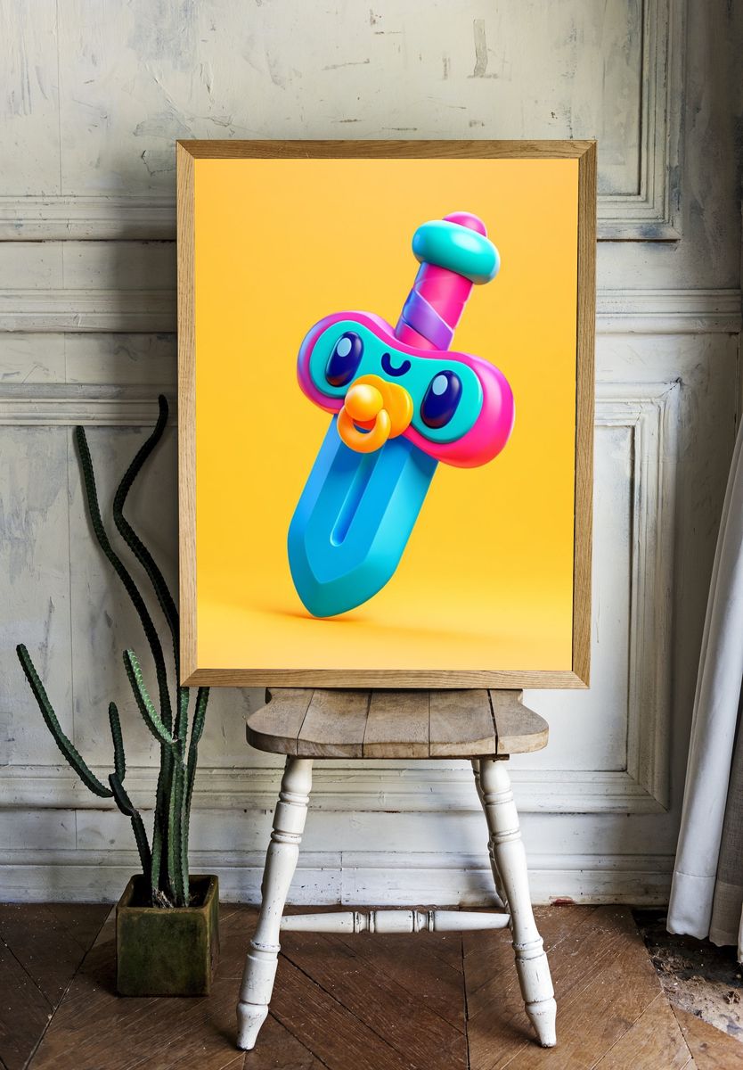 Cute Toy Sword Illustration Poster. room preview