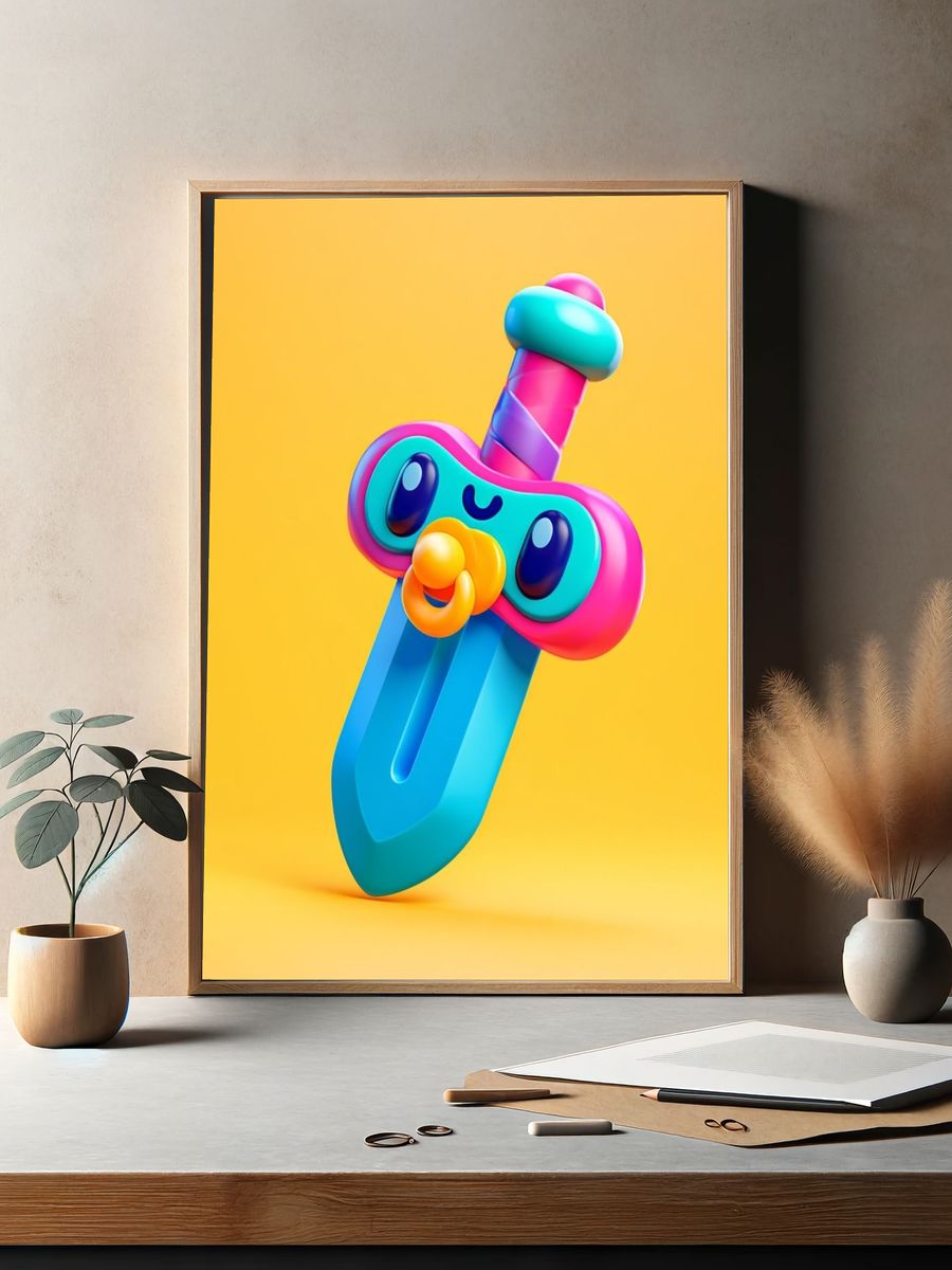 Cute Toy Sword Illustration Poster. — room view 2