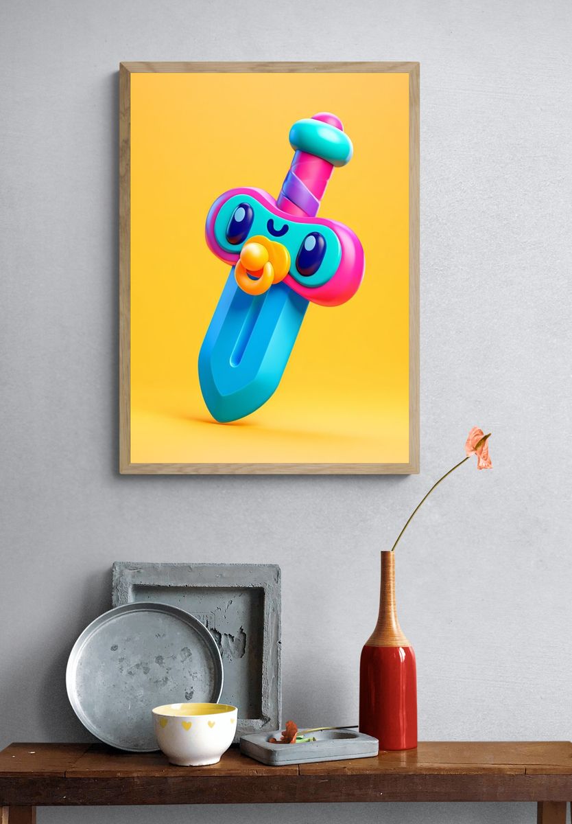 Cute Toy Sword Illustration Poster. — room view 3