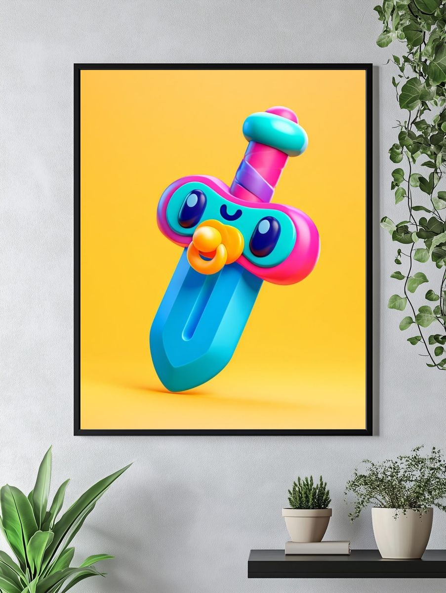 Cute Toy Sword Illustration Poster. — room view 4