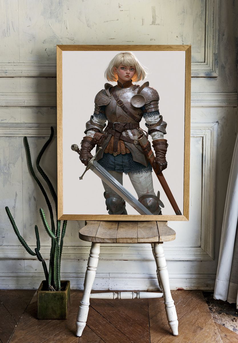 Armored Fantasy Warrior Illustration Poster. room preview