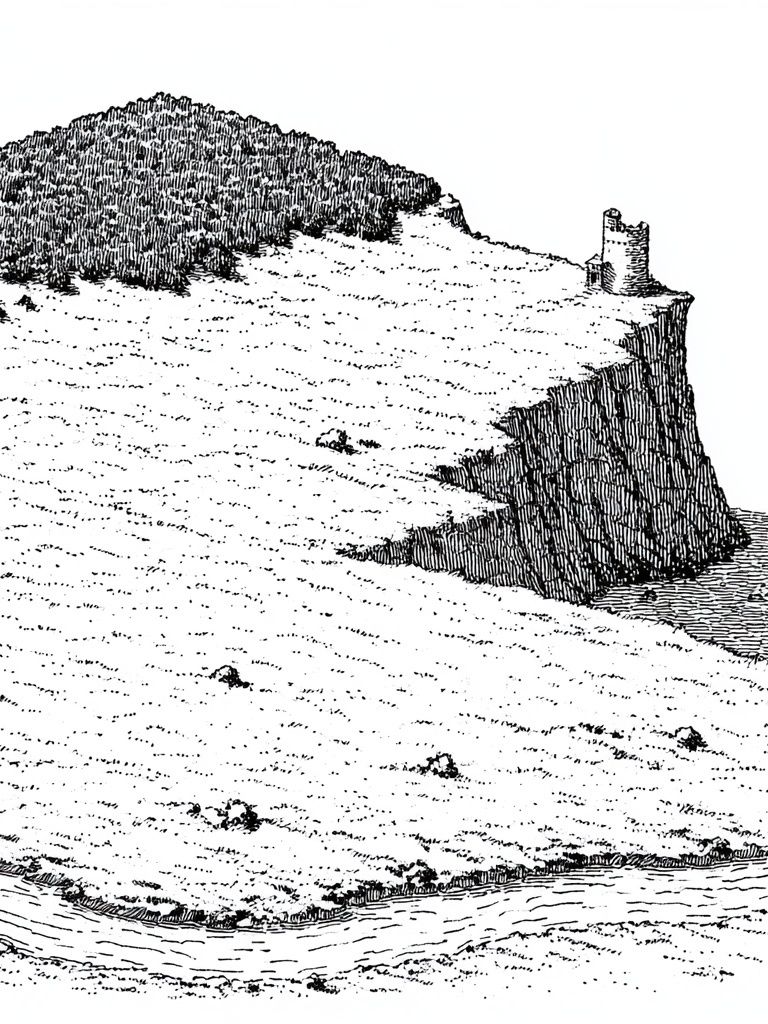 Cliffside Castle Ink Print. poster detail