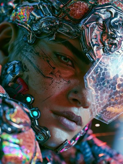 Cybernetic Portrait Digital Art Poster.