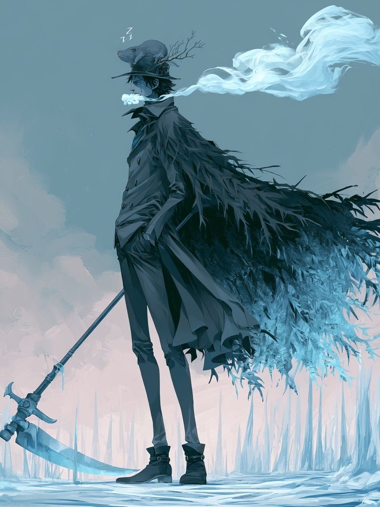 Dreamlike Scythe Figure Illustration Poster. poster detail