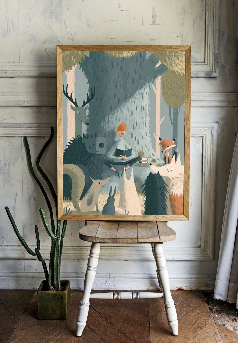 Forest Storytime Illustration Poster. room preview