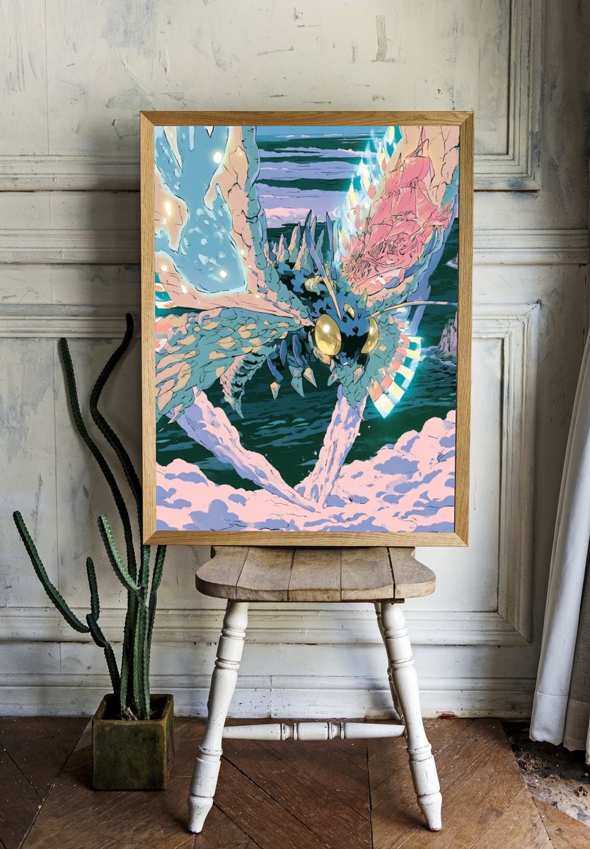 Giant Moth Over Sea Print. — room view 1